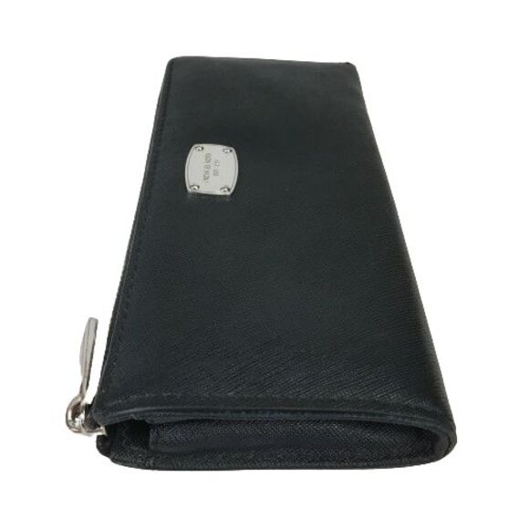 Michael Kors Jet Set Zip Wallet Black Saffiano Leather w/Silver Full Size Long - Picture 4 of 13